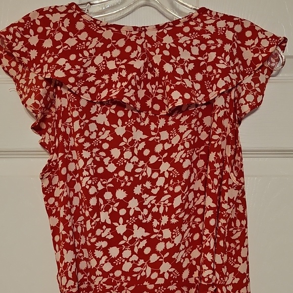 Max Studio Red Floral Ruffle Wrap Dress - Picture 11 of 16